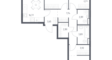3-к. квартира, 76&nbsp;м²