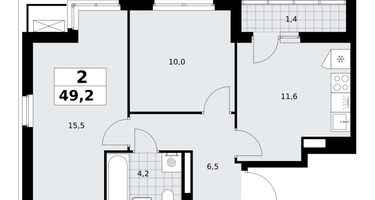 2-к. квартира, 49&nbsp;м²