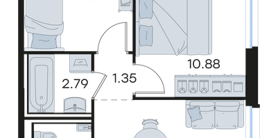 2-к. квартира, 44&nbsp;м²