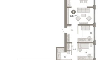 4-к. квартира, 121 м²