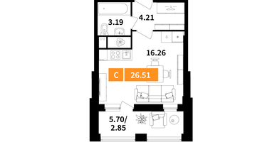 Студия, 26&nbsp;м²