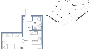 Студия, 35 м²