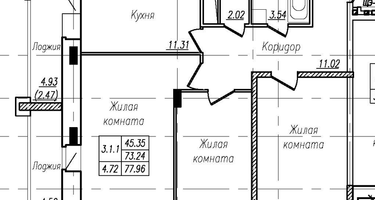 3-к. квартира, 78 м²