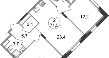2-к. квартира, 71&nbsp;м²