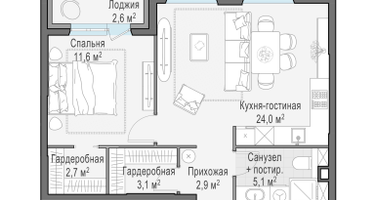 2-к. квартира, 49&nbsp;м²