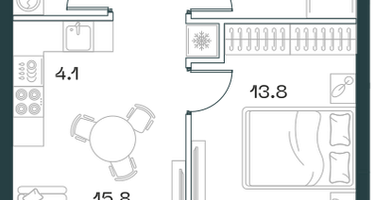 2-к. квартира, 46&nbsp;м²