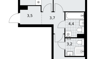 2-к. квартира, 58 м²