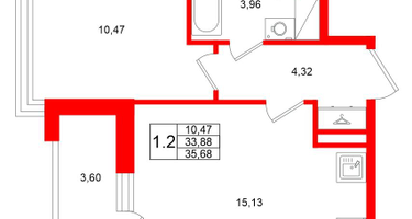 1-к. квартира, 33 м²