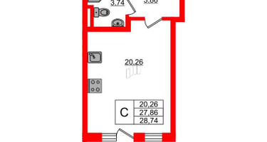 Студия, 28&nbsp;м²