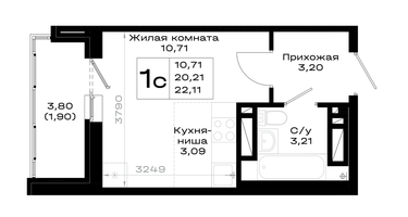 Студия, 22 м²