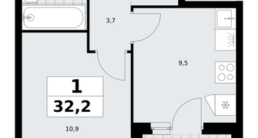 1-к. квартира, 32 м²