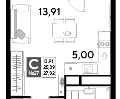 Студия, 27&nbsp;м²