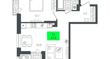 1-к. квартира, 47&nbsp;м²