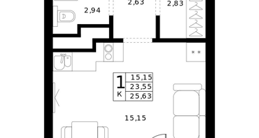 Студия, 25&nbsp;м²