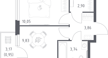 1-к. квартира, 31&nbsp;м²