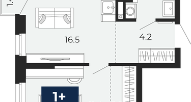 1-к. квартира, 40&nbsp;м²