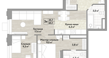 2-к. квартира, 65&nbsp;м²