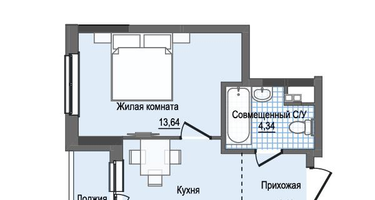 1-к. квартира, 33&nbsp;м²