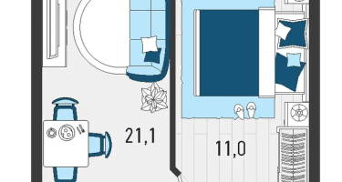1-к. квартира, 36&nbsp;м²