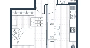 1-к. квартира, 32&nbsp;м²