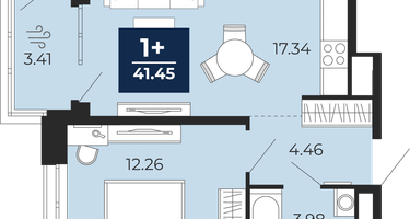 1-к. квартира, 38 м²