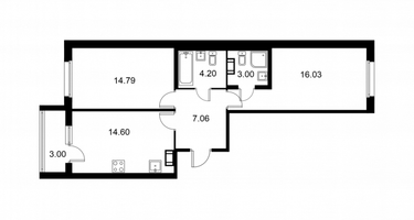 2-к. квартира, 61&nbsp;м²