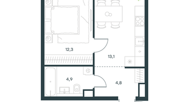 1-к. квартира, 35&nbsp;м²