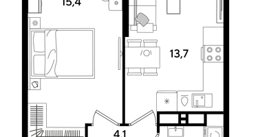 1-к. квартира, 38&nbsp;м²