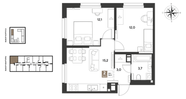 2-к. квартира, 46&nbsp;м²