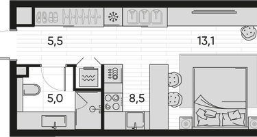 1-к. квартира, 32&nbsp;м²