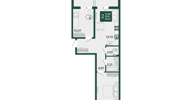2-к. квартира, 59&nbsp;м²