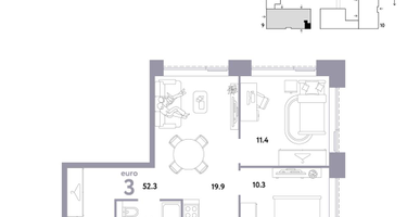 3-к. квартира, 52&nbsp;м²
