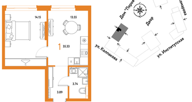 1-к. квартира, 35&nbsp;м²