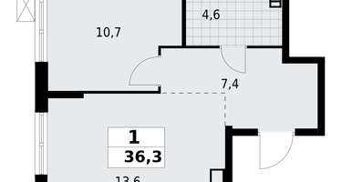1-к. квартира, 36 м²
