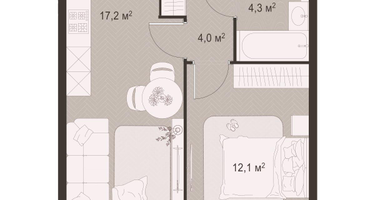 1-к. квартира, 37 м²