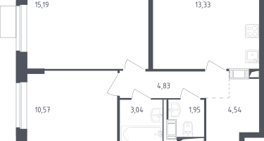 2-к. квартира, 53&nbsp;м²