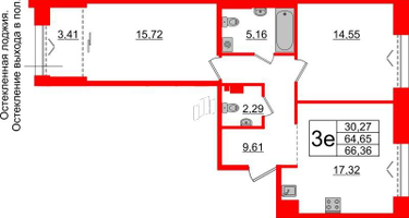 2-к. квартира, 65 м²