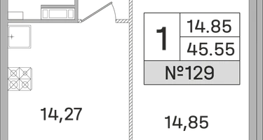 1-к. квартира, 45&nbsp;м²