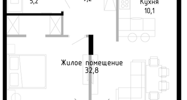 2-к. квартира, 57 м²