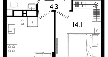 1-к. квартира, 37&nbsp;м²