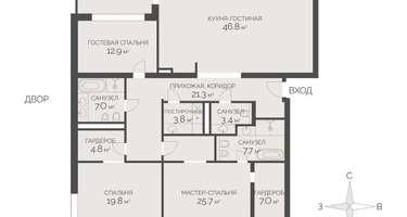 4-к. квартира, 174 м²