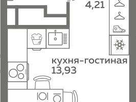 Студия, 21&nbsp;м²