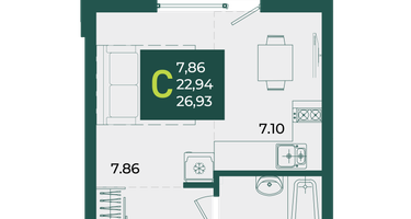 Студия, 26&nbsp;м²