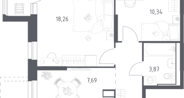 Студия, 53&nbsp;м²