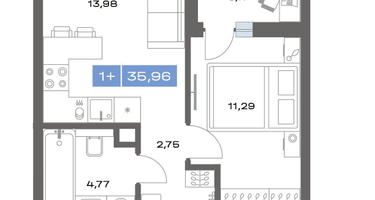 1-к. квартира, 35&nbsp;м²