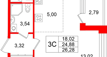Студия, 24&nbsp;м²