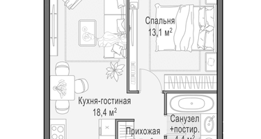 2-к. квартира, 39&nbsp;м²