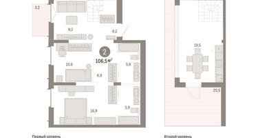 2-к. квартира, 107&nbsp;м²