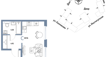 Студия, 28&nbsp;м²