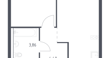 1-к. квартира, 34&nbsp;м²